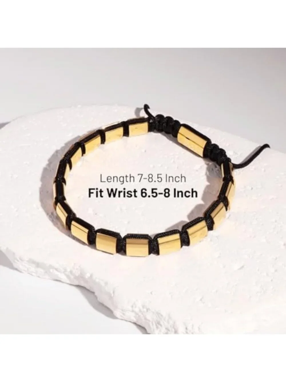 Men's Adjustable 18K Gold Plated Chain Link Bracelet with Beads - Stylish